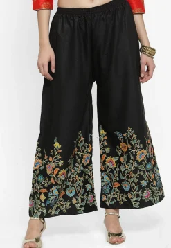 Printed Rayon Palazzo in Black