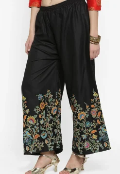 Printed Rayon Palazzo in Black