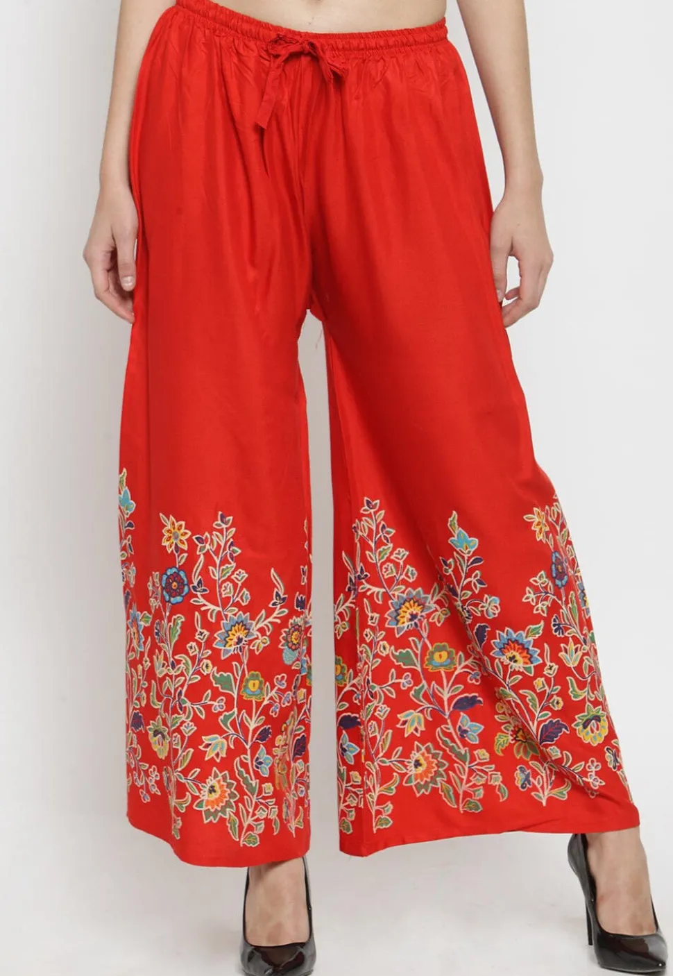 Printed Rayon Palazzo in Red