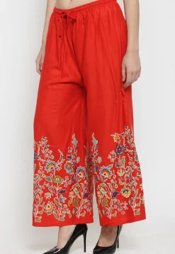 Printed Rayon Palazzo in Red
