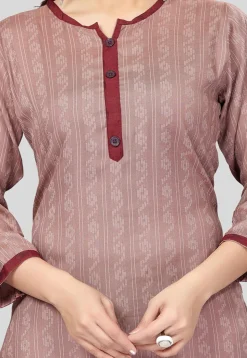Printed Rayon Straight Kurti in Old Rose