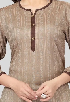 Printed Rayon Straight Kurti in Beige