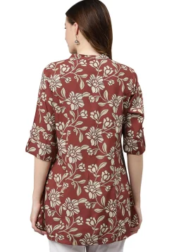 Printed Rayon Tunic in Maroon