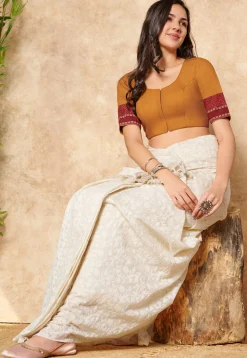 Printed Sleeve Cotton Blouse in Mustard