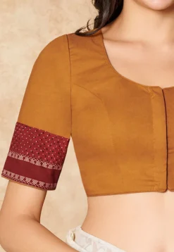 Printed Sleeve Cotton Blouse in Mustard
