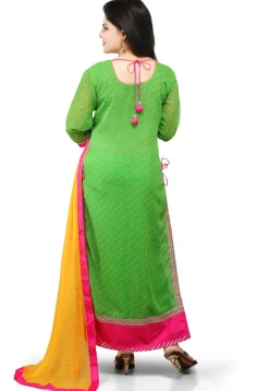 Printed Straight Cut Suit In Green