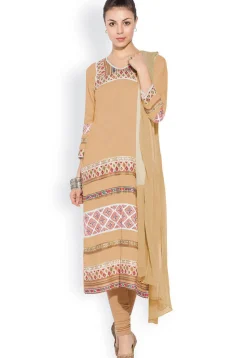 Printed Straight Cut Suit in Dusty Peach