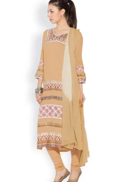 Printed Straight Cut Suit in Dusty Peach