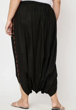 Printed Viscose Haram Pant in Black