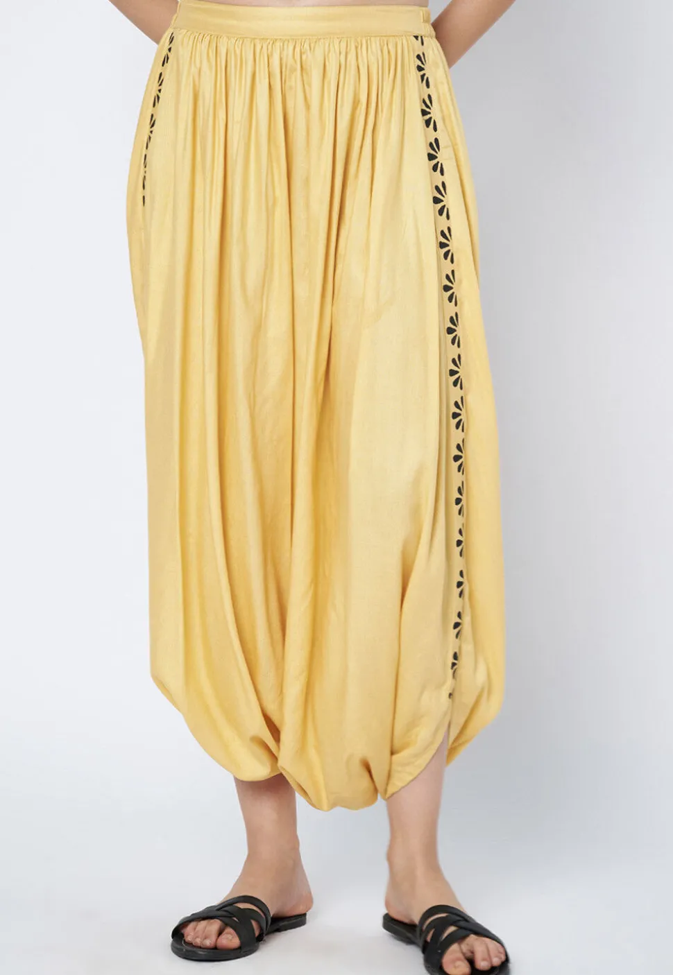 Printed Viscose Rayon Cowl Patiala in Beige