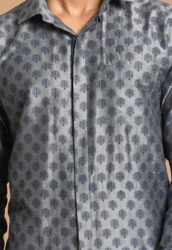 Printed Viscose Shirt in Grey