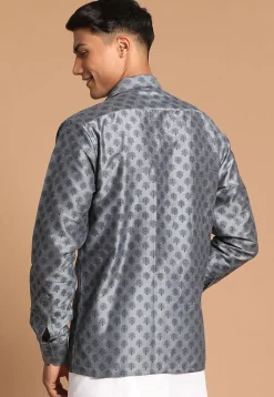 Printed Viscose Shirt in Grey