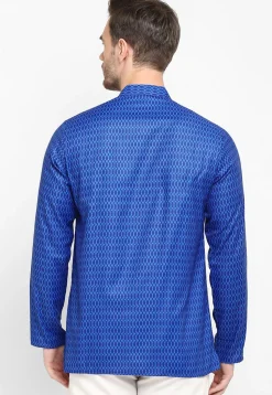 Printed Viscose Short Kurta in Blue