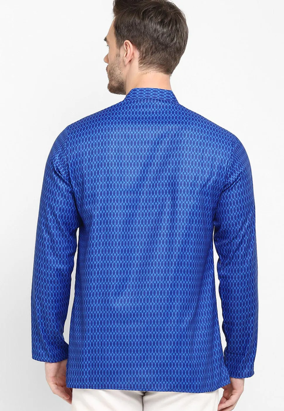 Printed Viscose Short Kurta in Blue