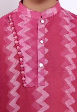 Pure Chanderi Silk Tie Dyed Kurta in Pink