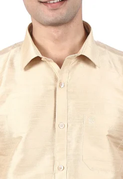 Pure Dupion Silk Shirt in Beige