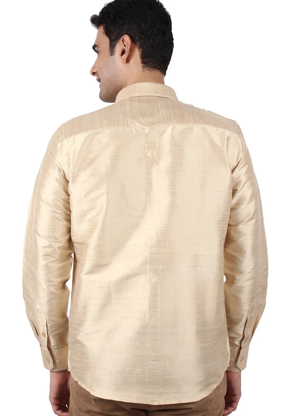 Pure Dupion Silk Shirt in Beige
