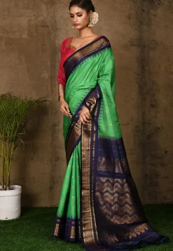 Pure Gadwal Silk Handloom Saree in Green