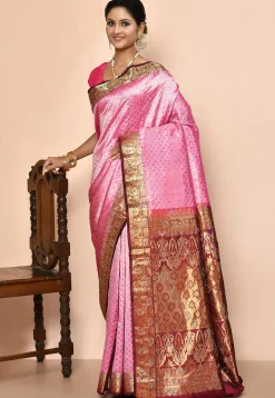 Pure Kanchipuram Silk Embellished Saree in Pink