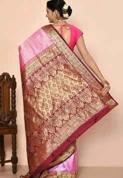 Pure Kanchipuram Silk Embellished Saree in Pink
