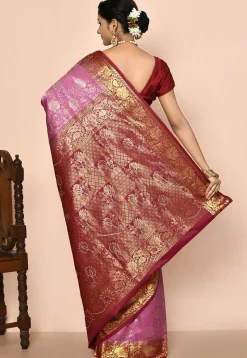 Pure Kanchipuram Silk Embellished Saree in Pink