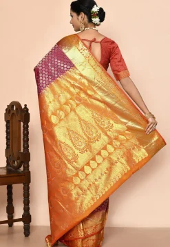 Pure Kanchipuram Silk Embellished Saree in Magenta