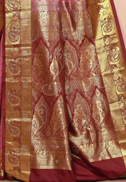 Pure Kanchipuram Silk Embellished Saree in Pink