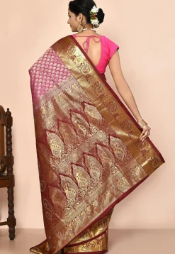 Pure Kanchipuram Silk Embellished Saree in Pink