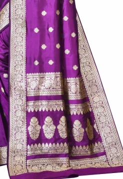 Pure Katan Silk Handloom Saree in Purple