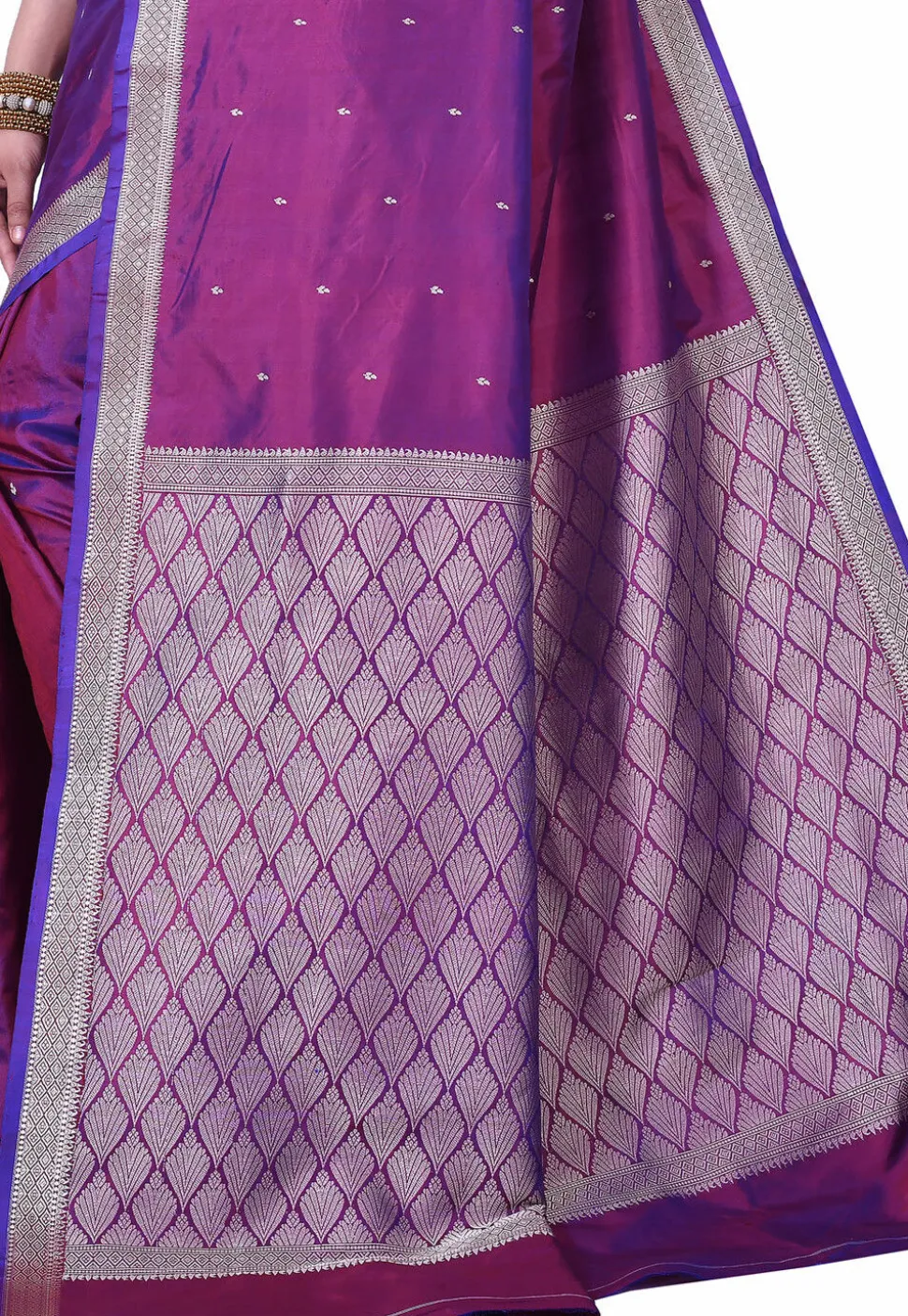 Pure Katan Silk Handloom Saree in Dark Purple