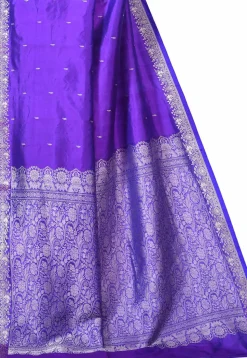 Pure Katan Silk Handloom Saree in Indigo Blue