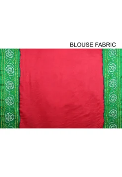 Pure Satin Silk Gharchola Saree in Maroon and Green