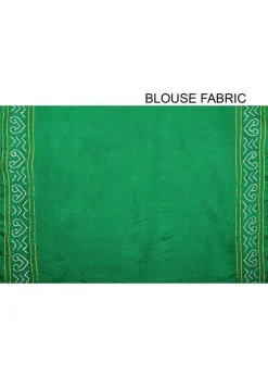 Pure Satin Silk Gharchola Saree in Green
