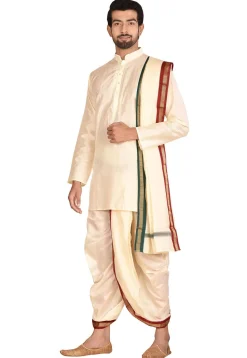 Pure Silk Dhoti Kurta Set in Cream