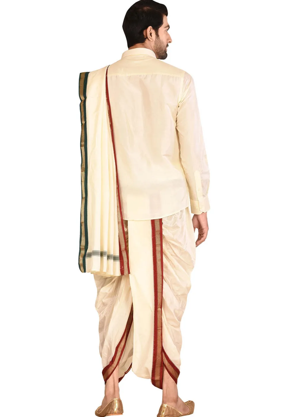 Pure Silk Dhoti Shirt Set in Cream