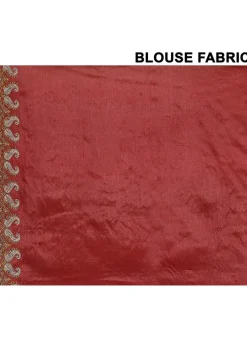 Pure Silk Embroidered Saree in Red