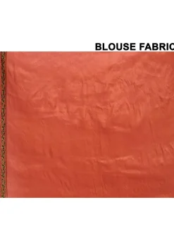 Pure Silk Embroidered Saree in Rust