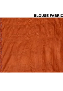 Pure Silk Embroidered Saree in Orange