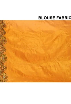 Pure Silk Embroidered Saree in Mustard
