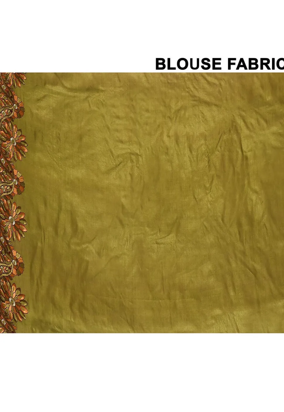 Pure Silk Embroidered Saree in Olive Green