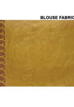 Pure Silk Embroidered Saree in Olive Green