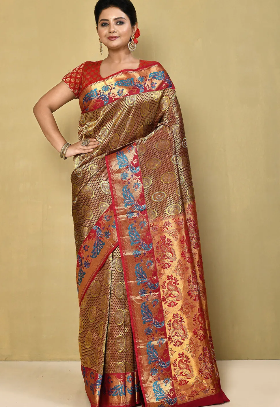 Pure Silk Kanchipuram Saree in Maroon