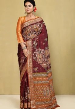 Pure Silk Kanchipuram Saree in Maroon