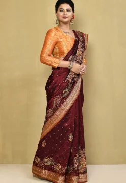 Pure Silk Kanchipuram Saree in Maroon