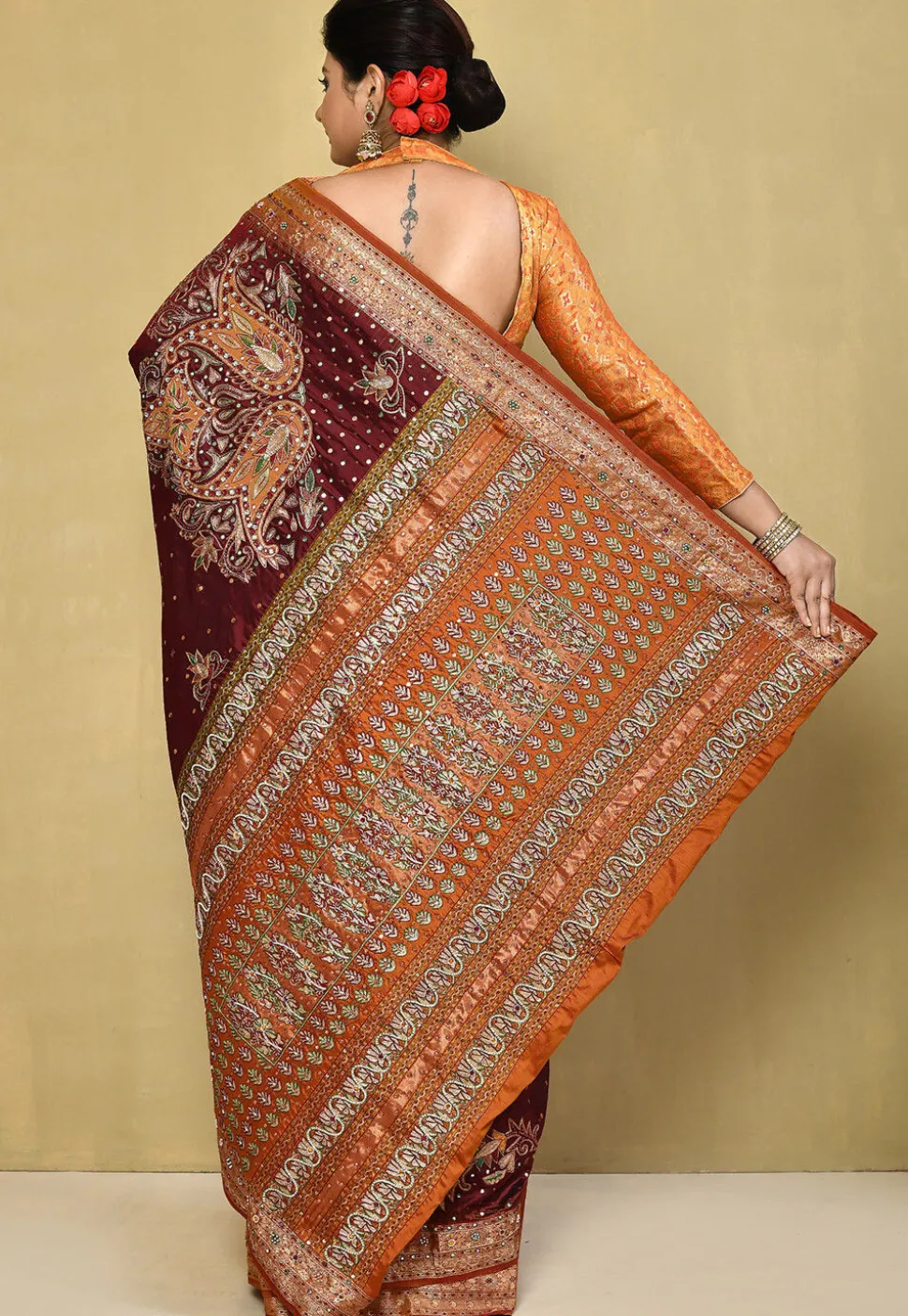 Pure Silk Kanchipuram Saree in Maroon