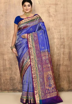 Pure Silk Kanchipuram Saree in Royal Blue