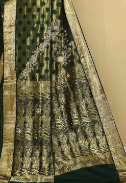 Pure Silk Kanchipuram Saree in Dark Green