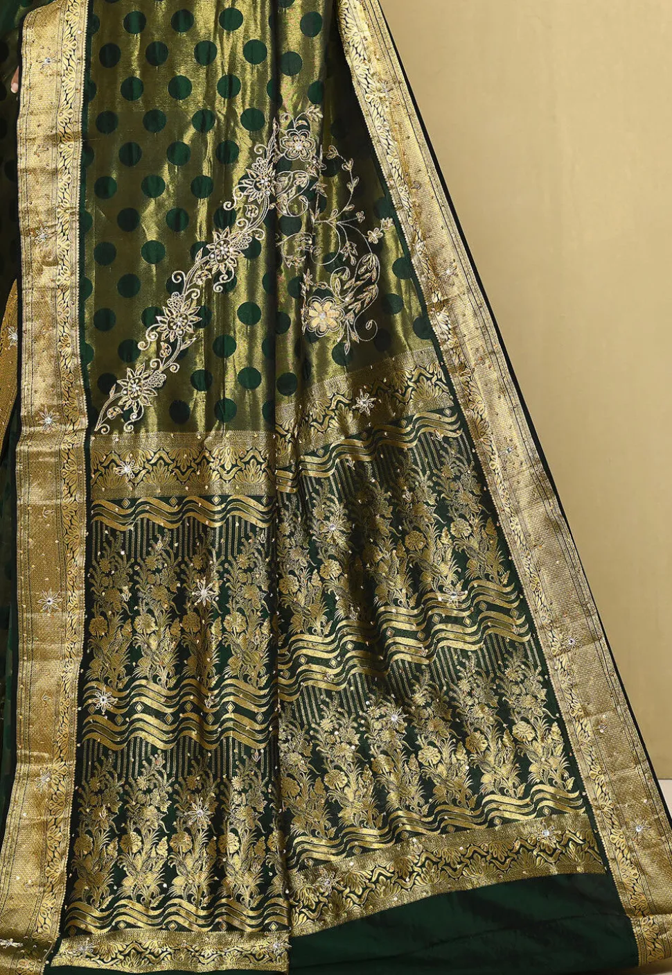 Pure Silk Kanchipuram Saree in Dark Green
