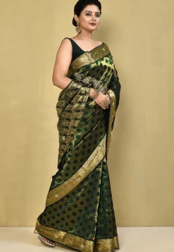 Pure Silk Kanchipuram Saree in Dark Green