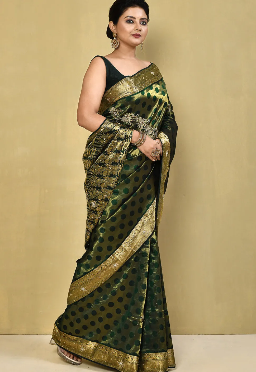 Pure Silk Kanchipuram Saree in Dark Green